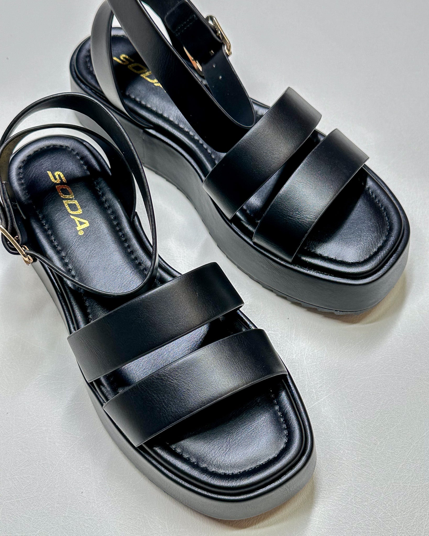 Soleful Steps Black Platform Sandals