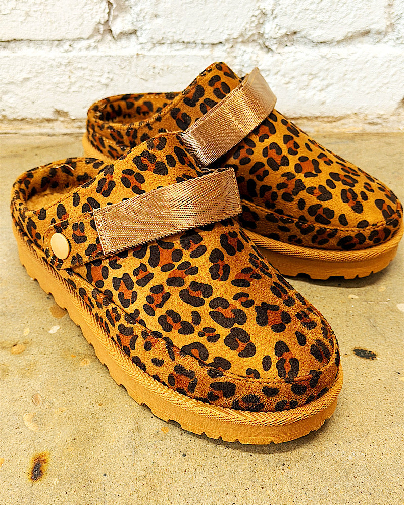 Selma Leopard Strappy Clogs