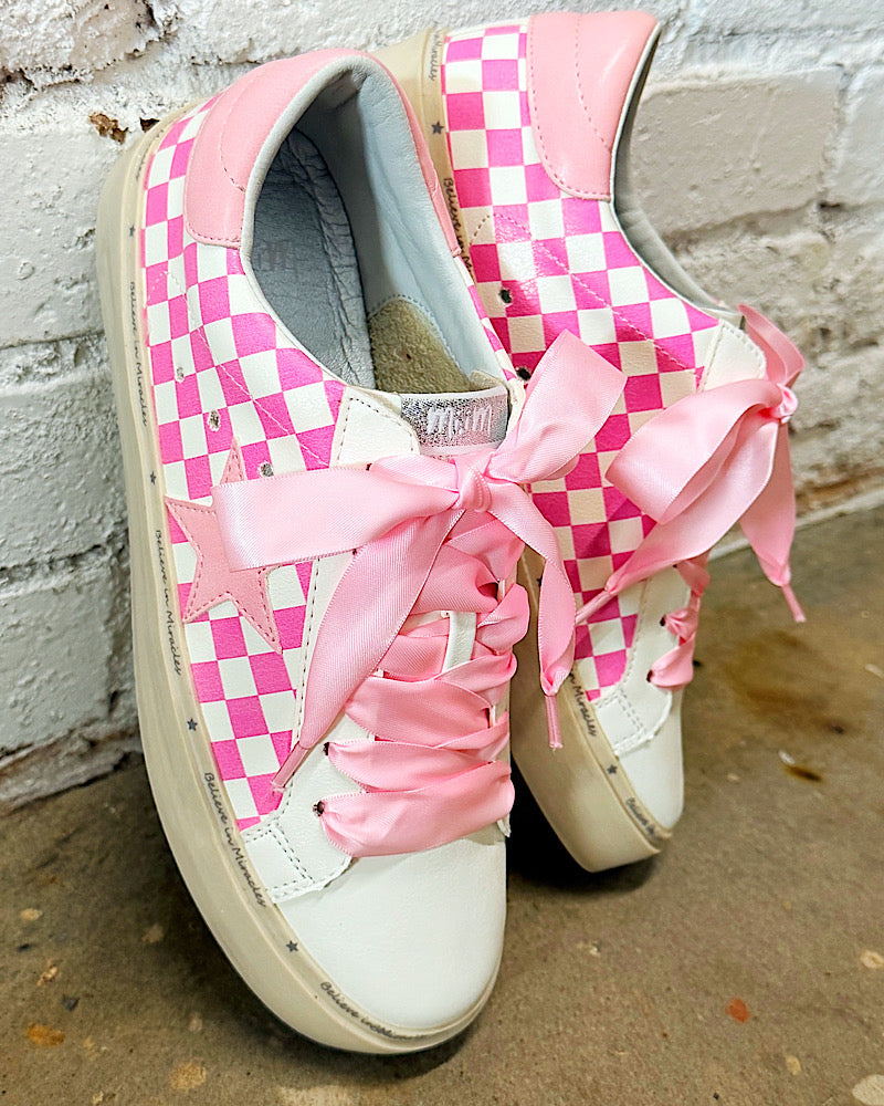 Gabby Pink Checker Sneakers