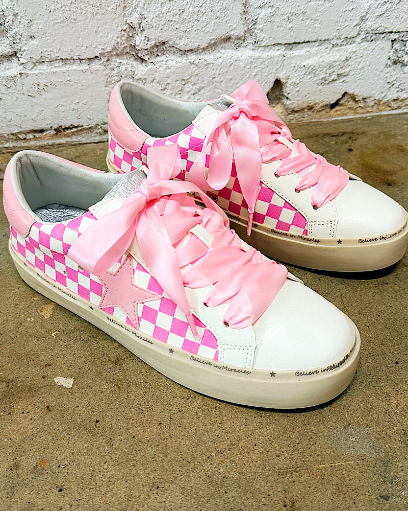 Gabby Pink Checker Sneakers