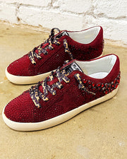 Mia Maroon Jeweled Sneakers