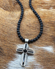 Lava Bead Cross Necklace