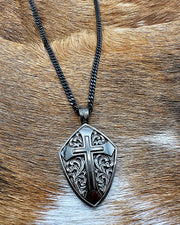 Engraved Shield Necklace