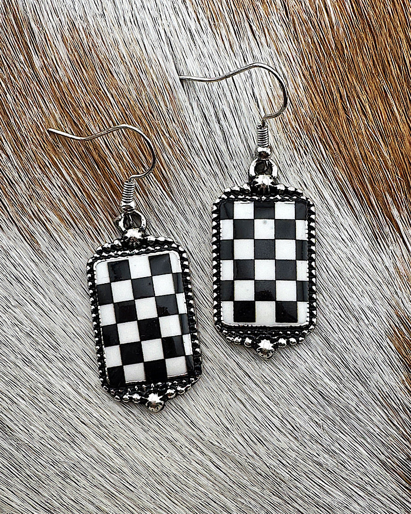 Clementine Check Earrings