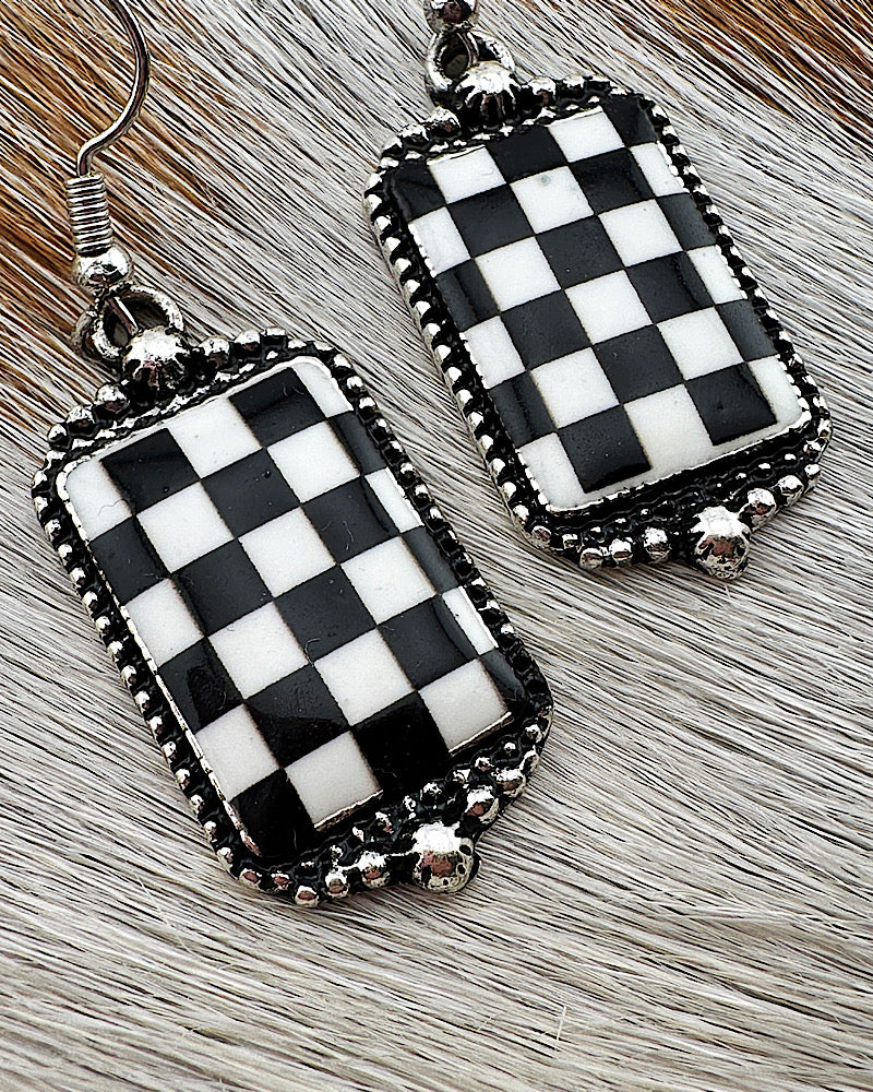Clementine Check Earrings