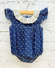 Blaire Bow Denim Bubble Onesie