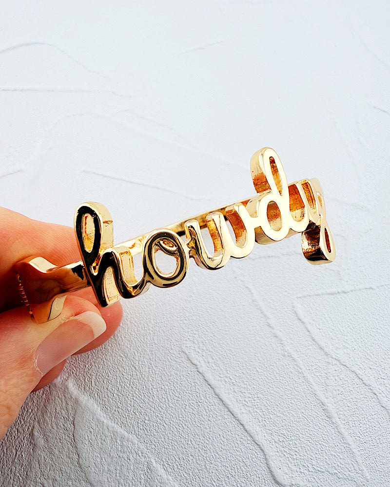 Howdy Cursive Hinged Bangle