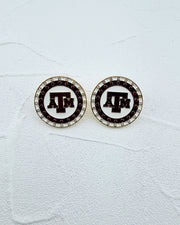 Texas A&M Pave Button Studs