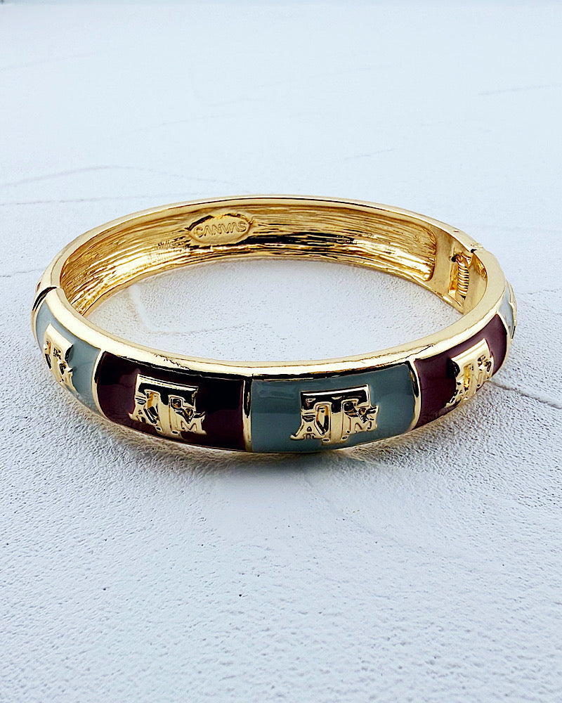 Texas A&M Hinged Bangle Bracelet