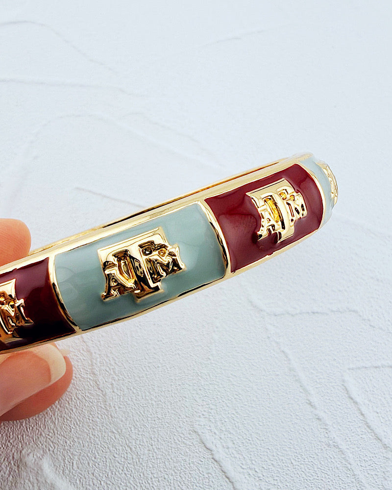 Texas A&M Hinged Bangle Bracelet