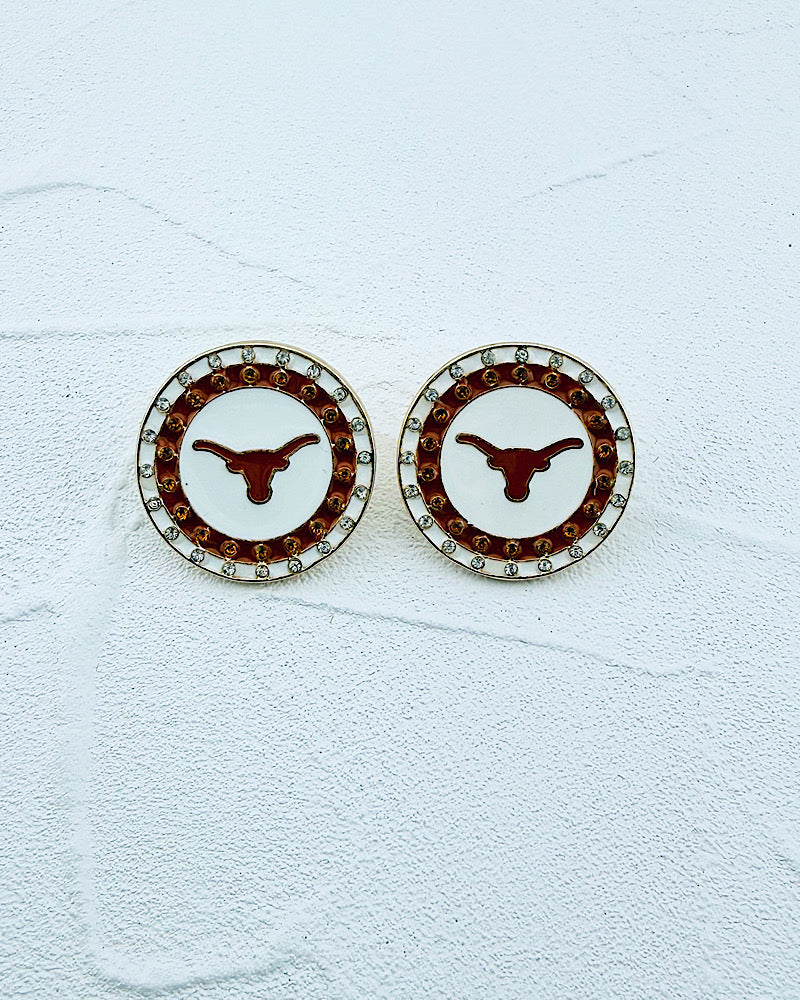 Texas Longhorns Pave Button Studs