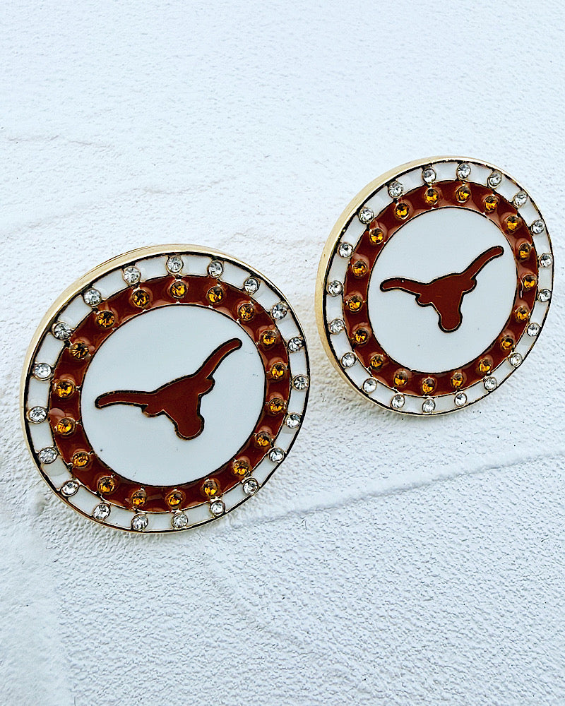 Texas Longhorns Pave Button Studs
