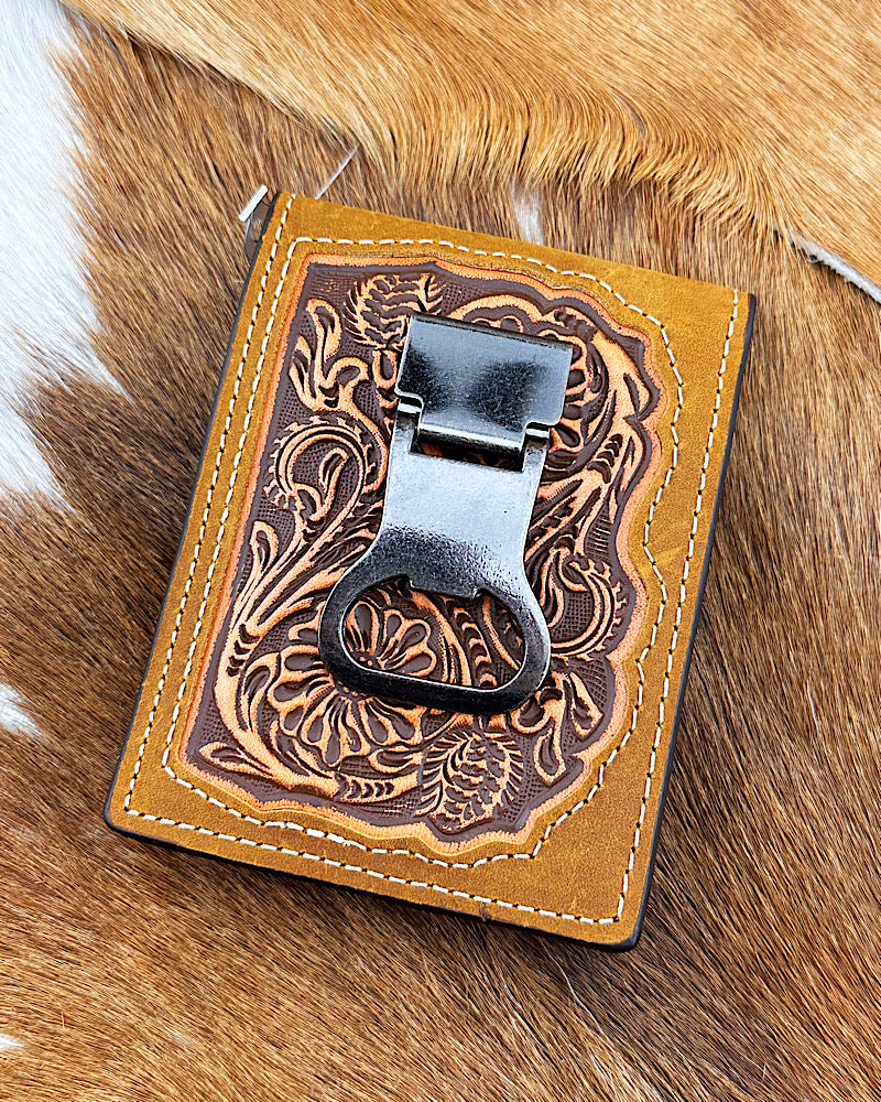 3D Floral Embossed Money Clip Wallet