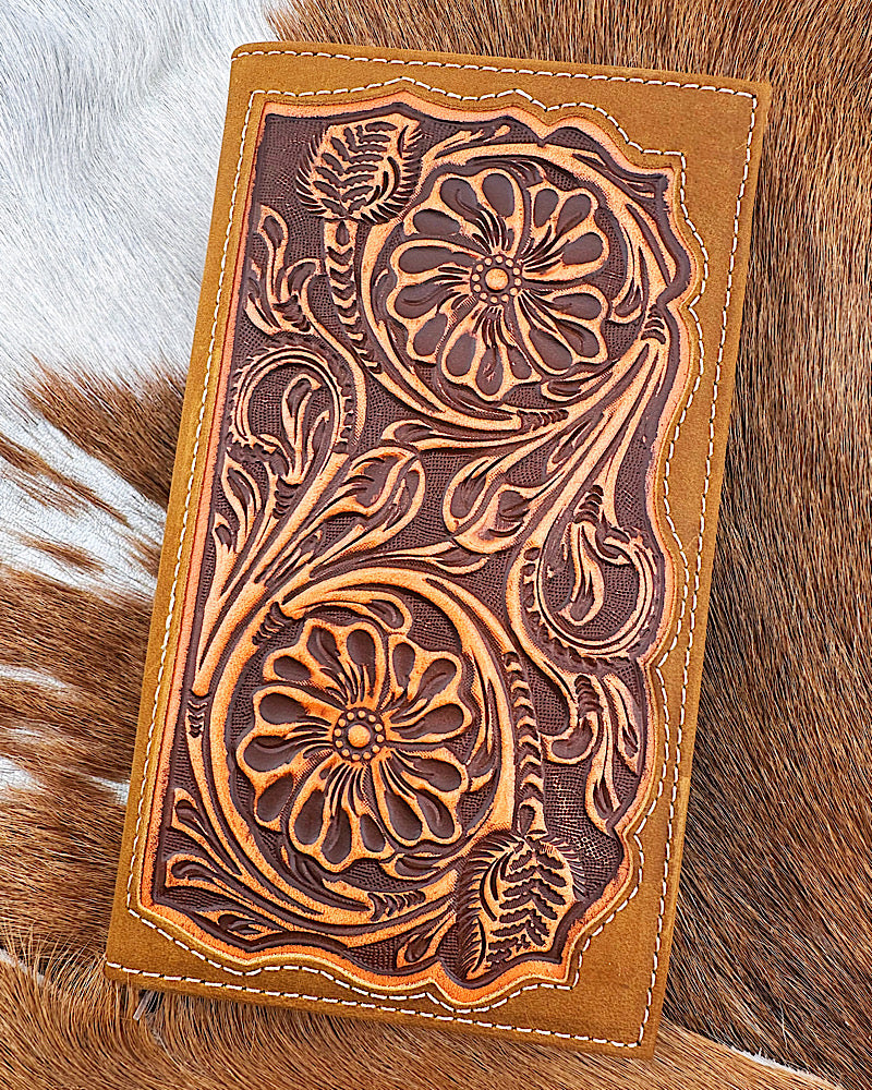 3D Floral Embossed Rodeo Wallet