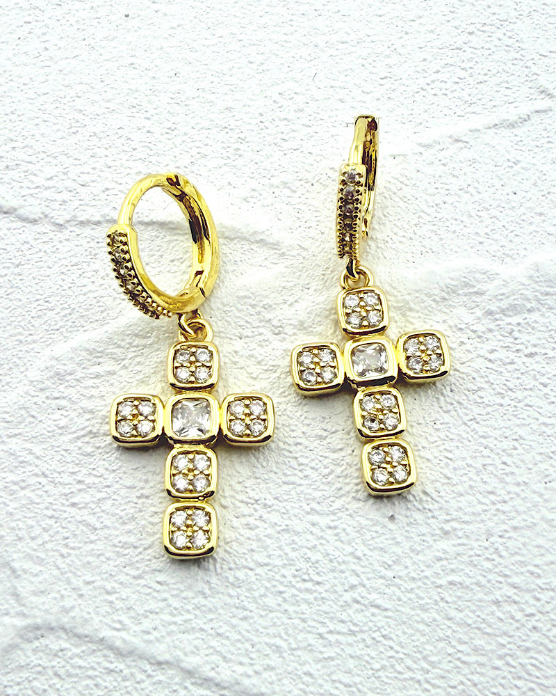 Sweet Salvation Cross Hoops