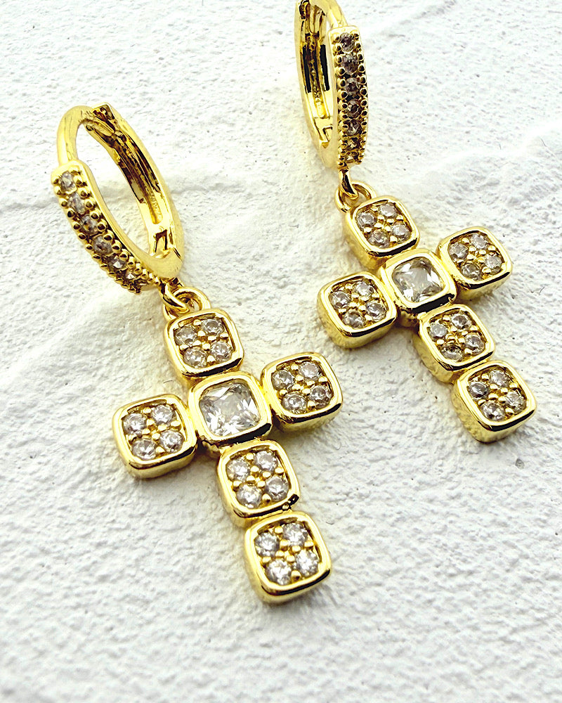 Sweet Salvation Cross Hoops