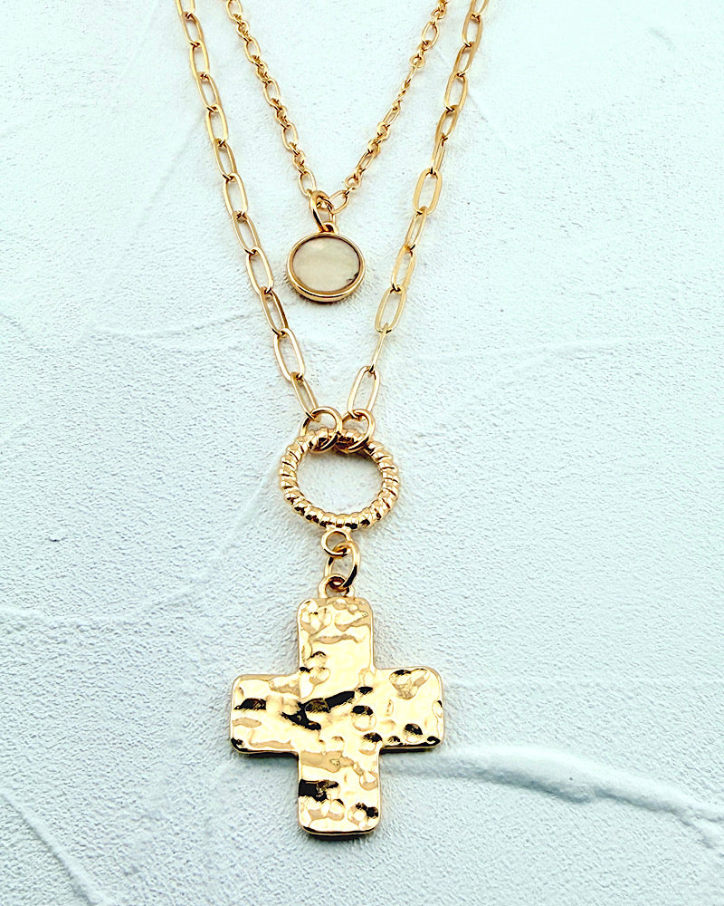Layered Luxe Cross Necklace
