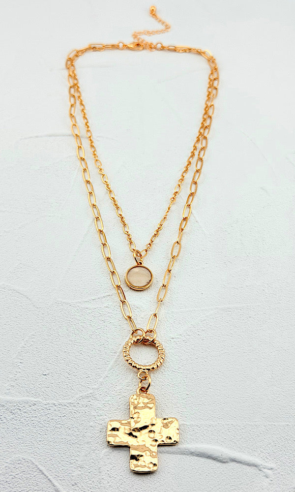 Layered Luxe Cross Necklace