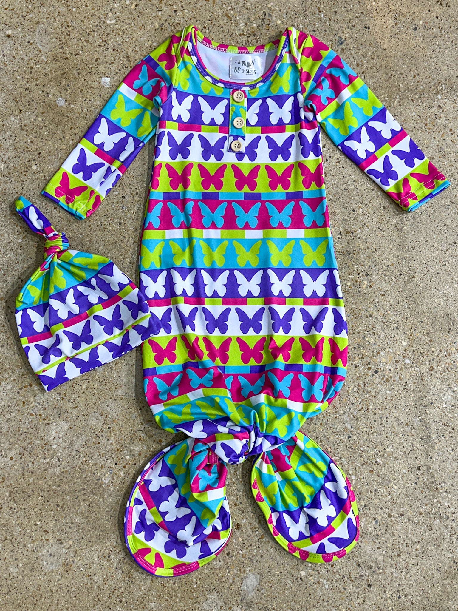 Butterfly Kisses Tie Gown Set