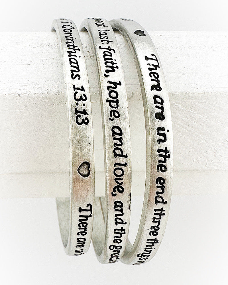 Faith, Hope & Love Message Bangle