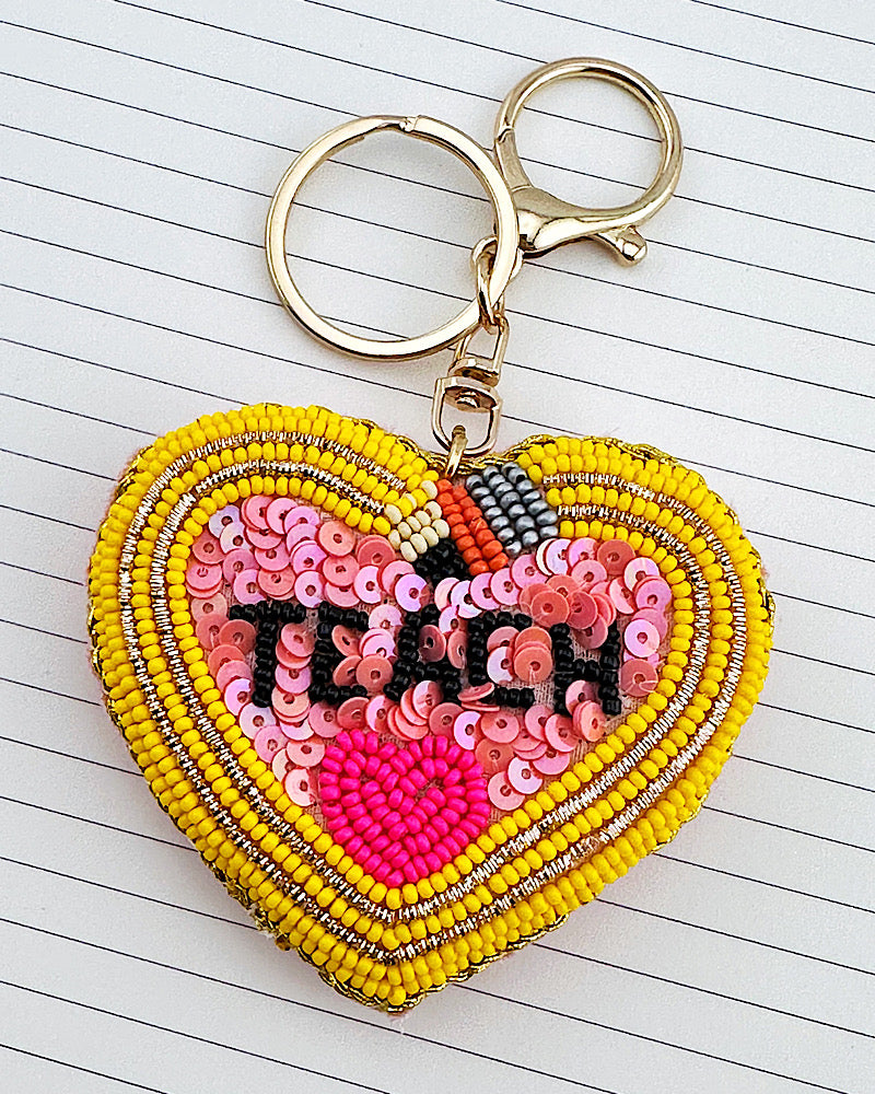 Teach Yellow Pencil Keychain