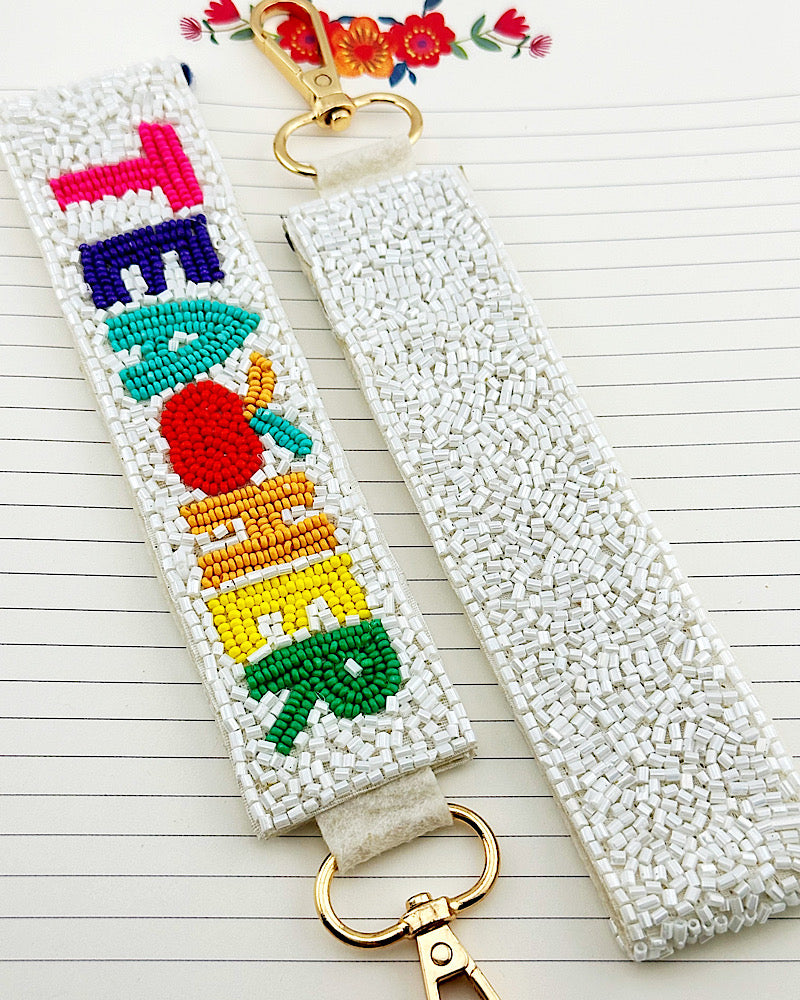Teacher White Wristlet/Key Clip
