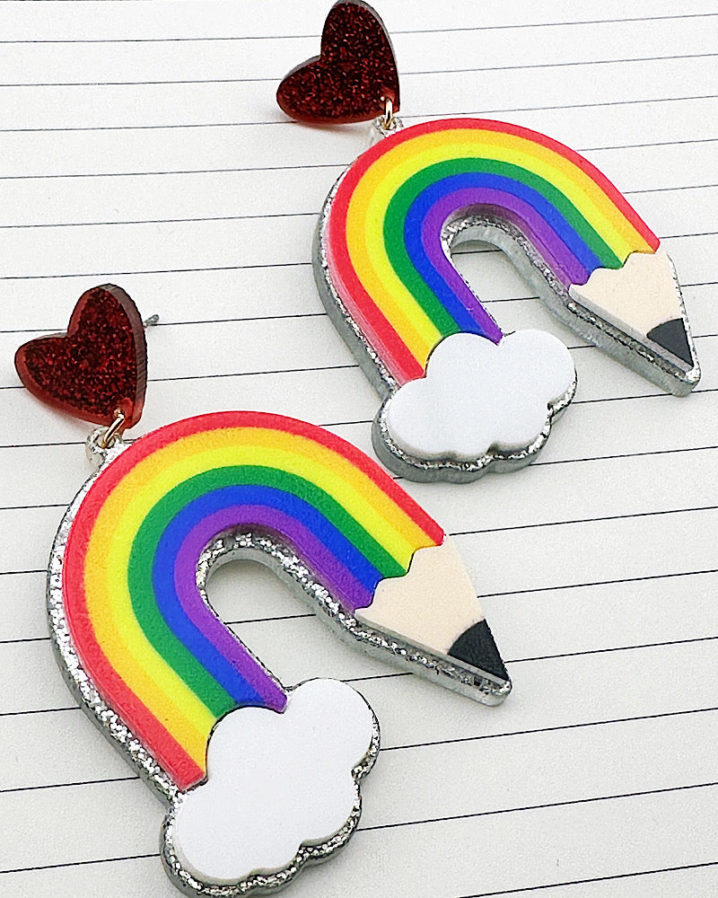 Rainbow Pencil Earrings