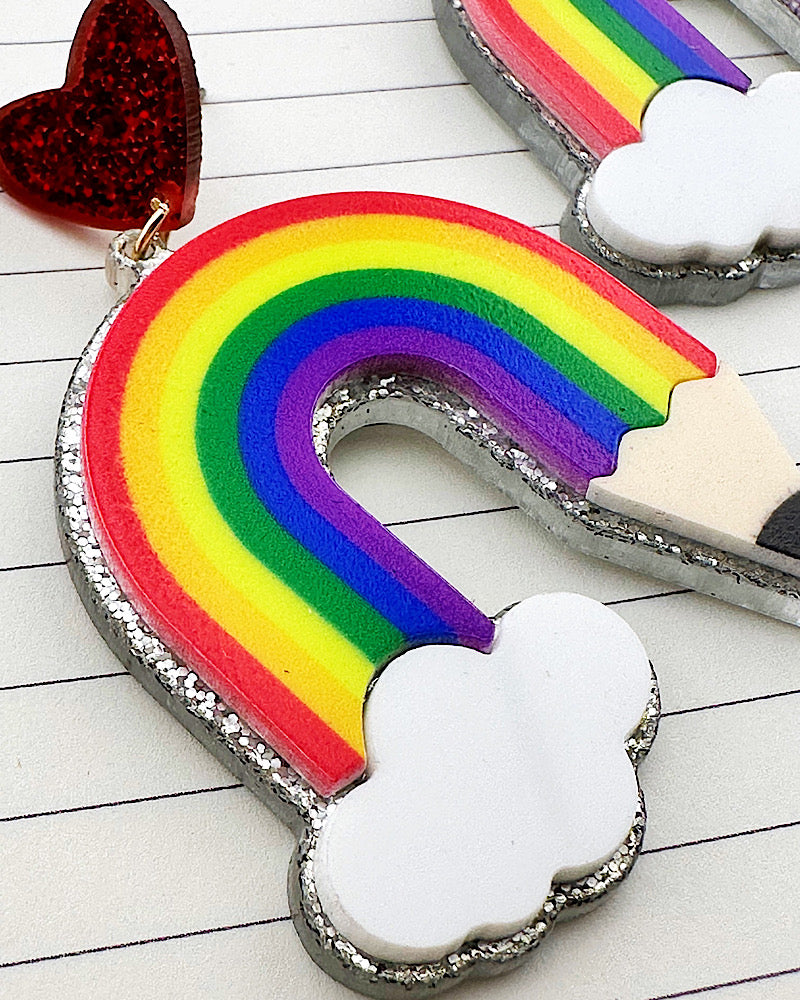Rainbow Pencil Earrings