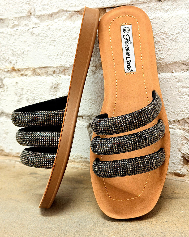 Shine On Black Sandals