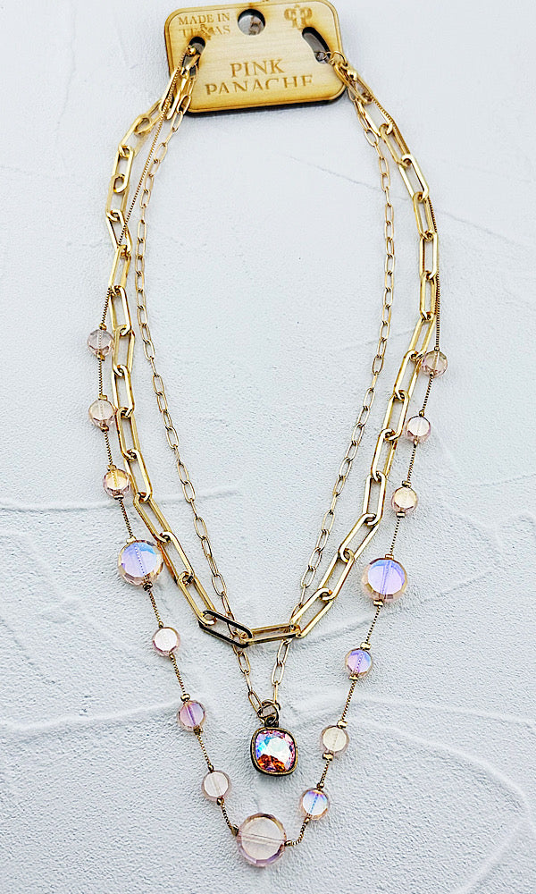Candie Light Pink Layer Necklace