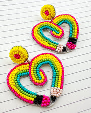Rainbow Heart Pencil Earrings