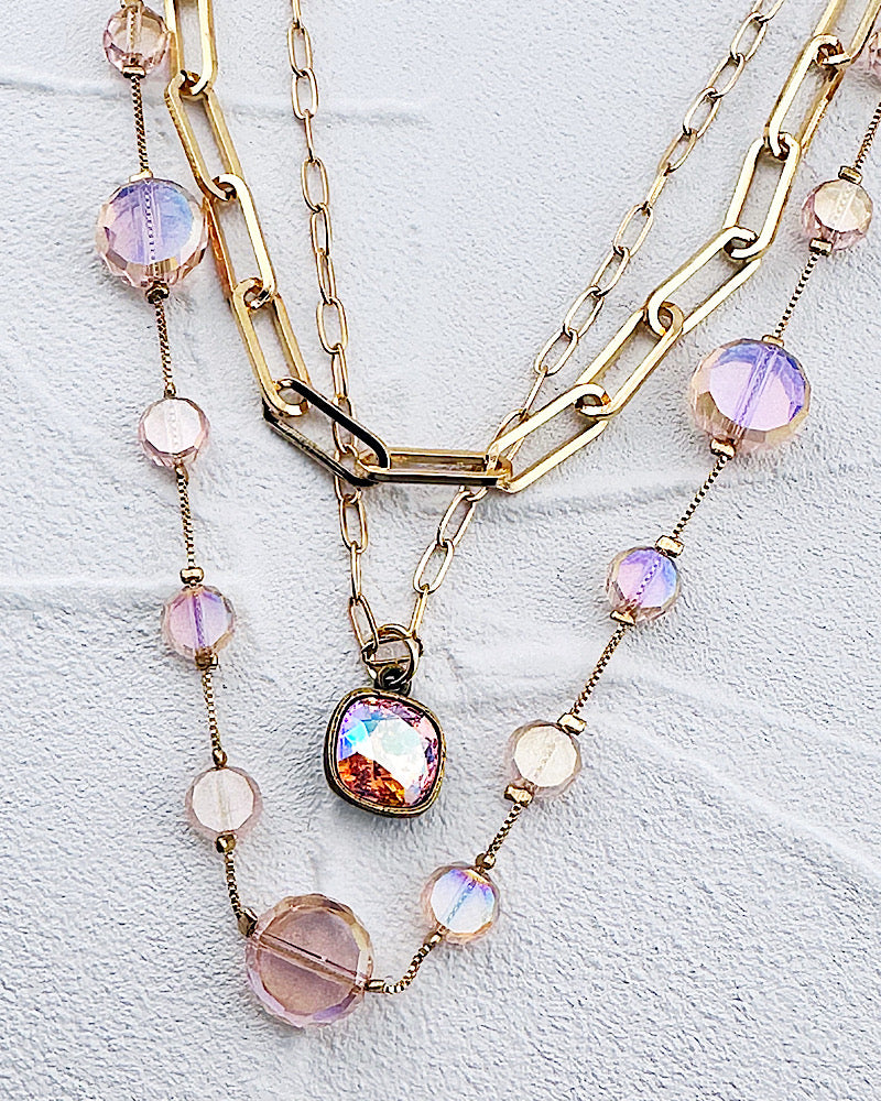 Candie Light Pink Layer Necklace