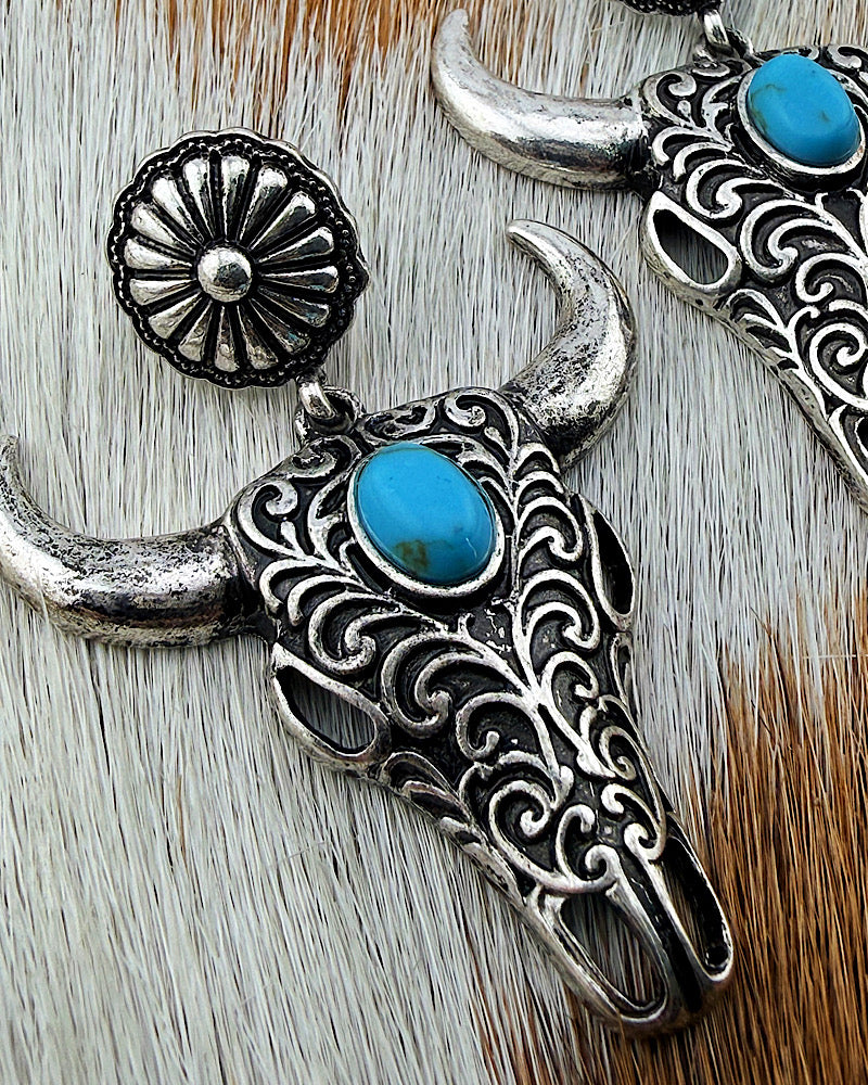 Sierra Cow Skull Earrings