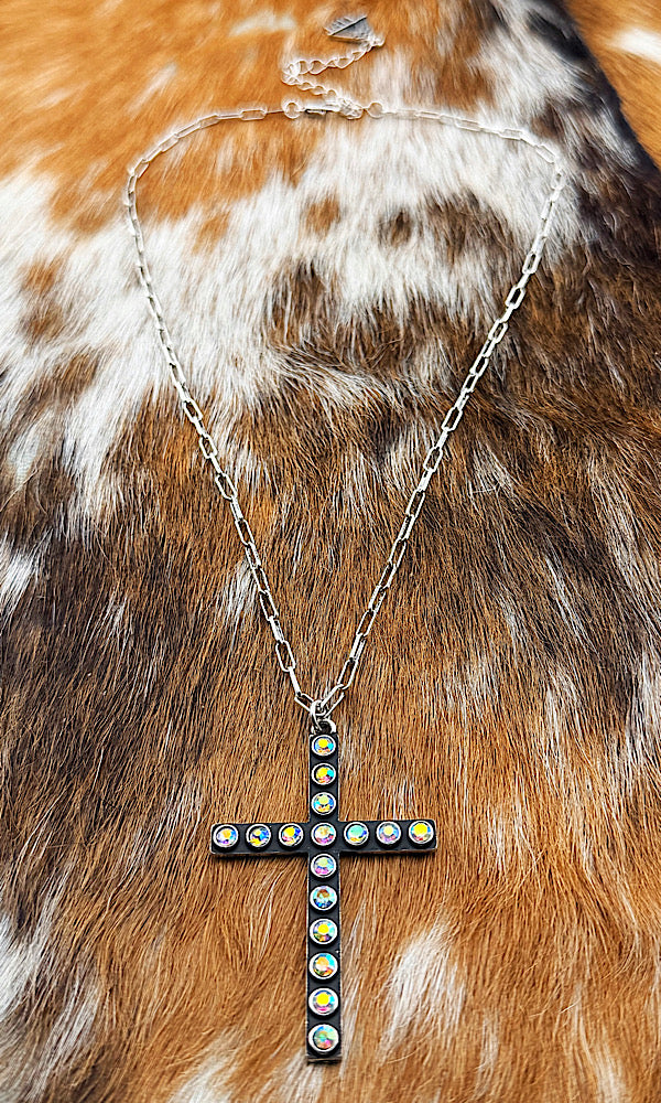 Dylan Iridescent Cross Necklace