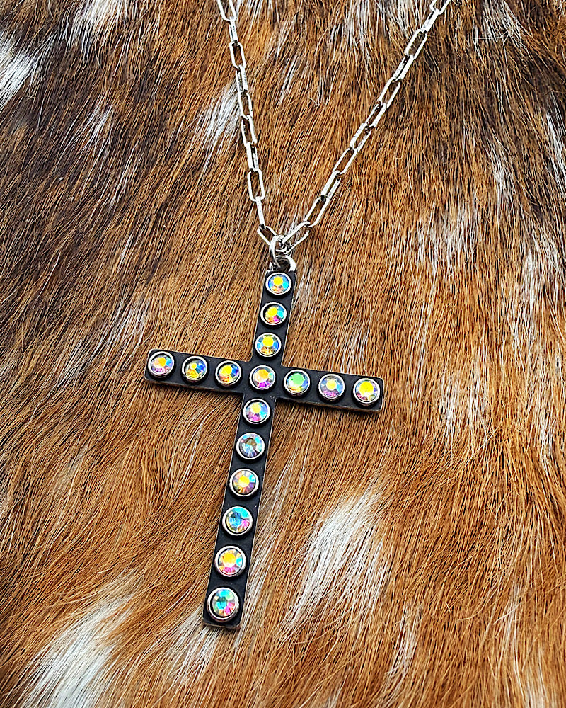 Dylan Iridescent Cross Necklace