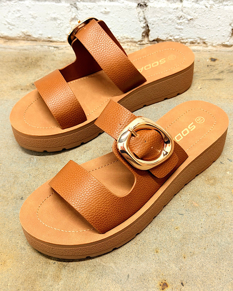 Harly Brown Platform Slides