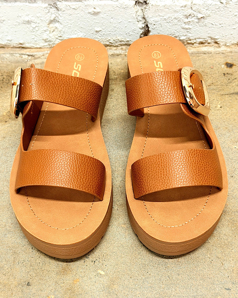 Harly Brown Platform Slides