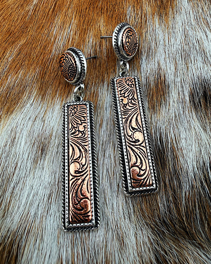 Lettie Copper Bar Earrings