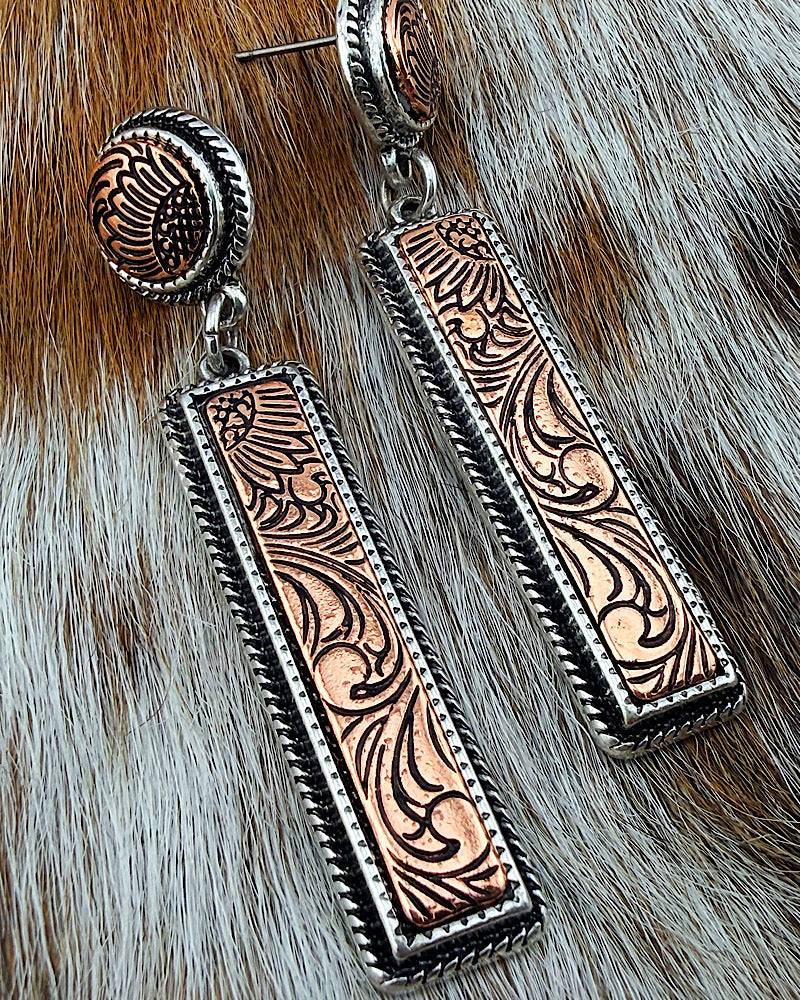 Lettie Copper Bar Earrings