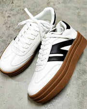 Time To Go White & Black Platform Sneakers