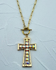 Crystal Cascade Cross Necklace