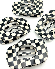 Black Check Flat Hair Clip