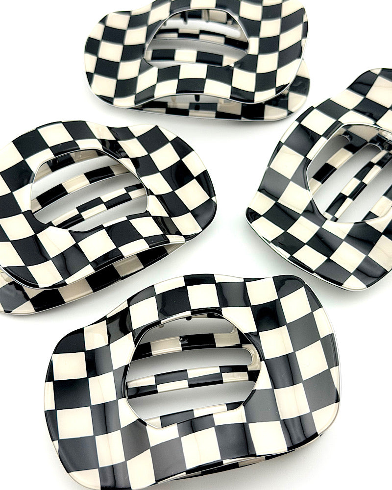 Black Check Flat Hair Clip