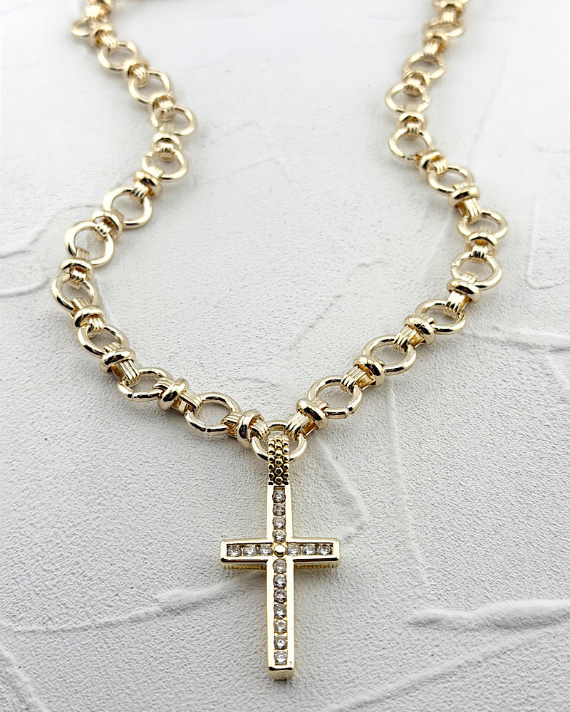Crystal Chaos Cross Necklace