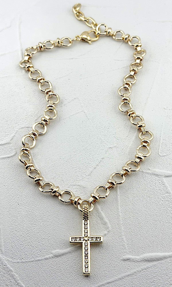 Crystal Chaos Cross Necklace