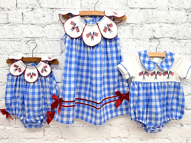 American Check Bubble Onesie