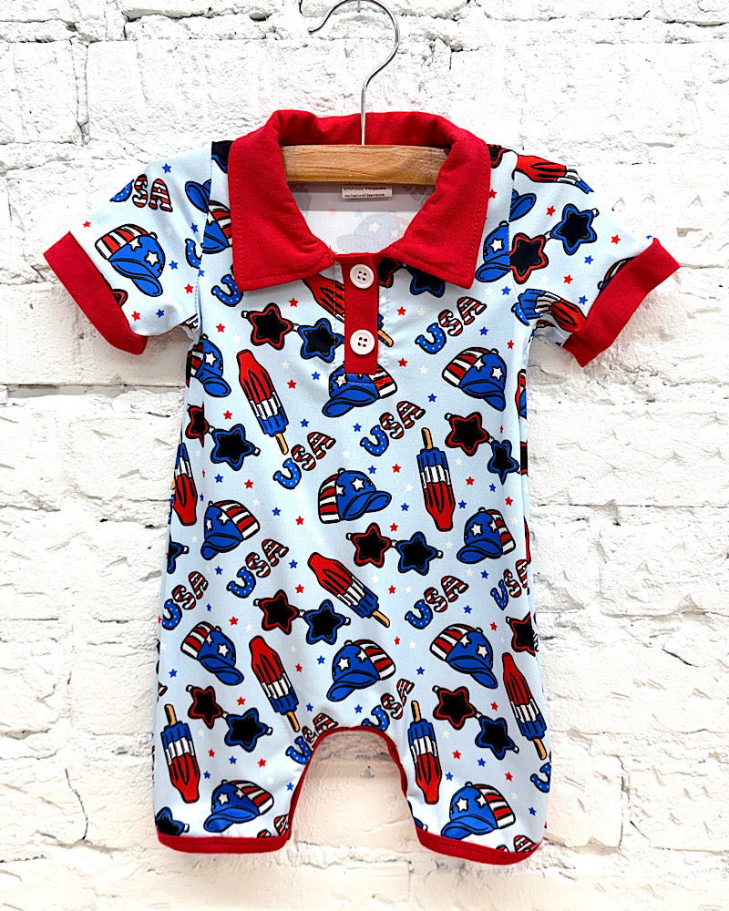 Red White & Popin' Romper
