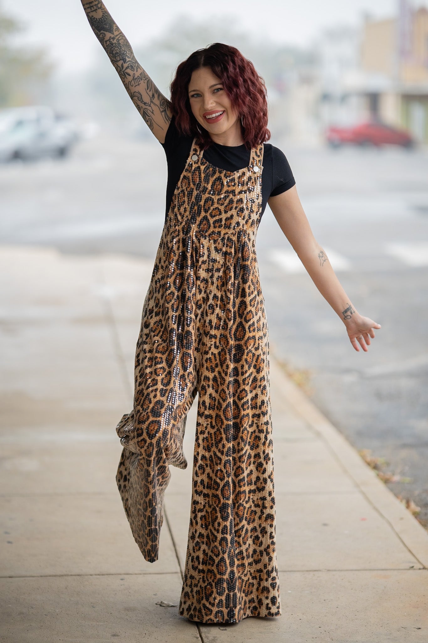 Simone Leopard Sequin Jumpsuit