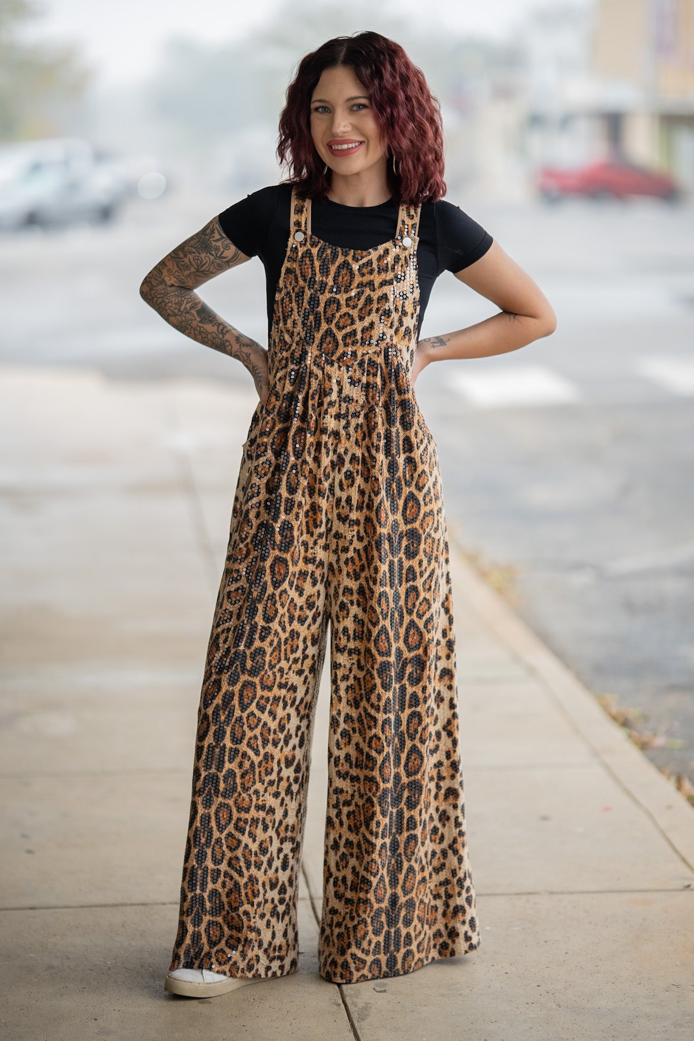 Simone Leopard Sequin Jumpsuit