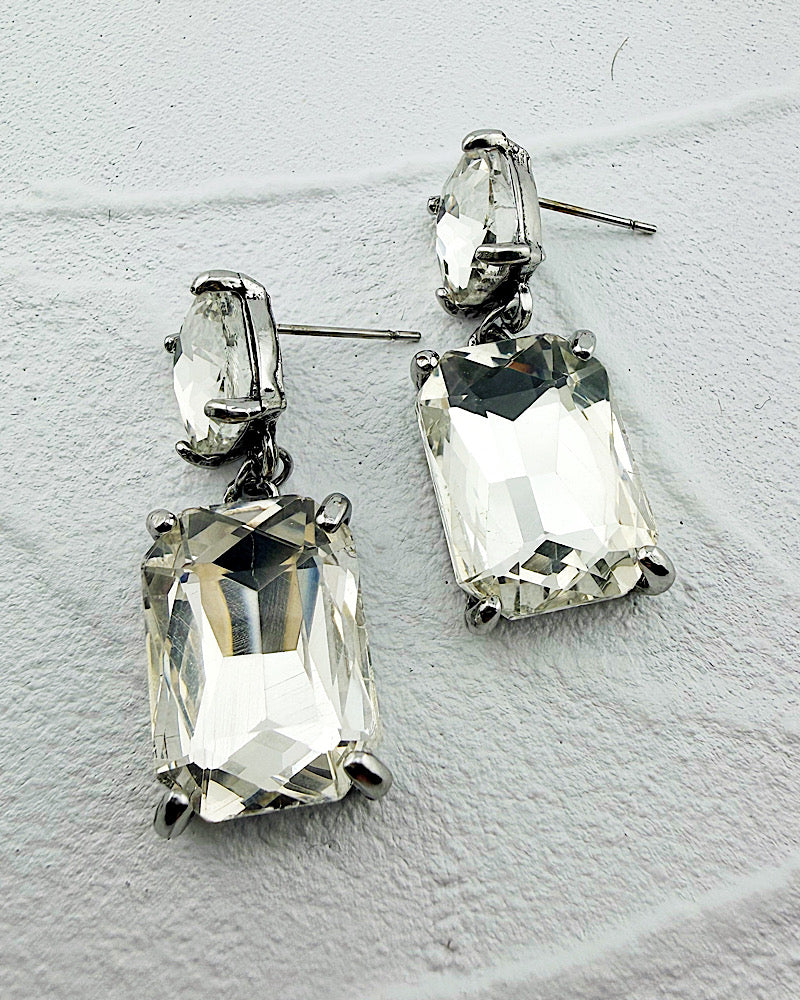 Angela Silver/Clear Jeweled Earrings